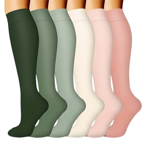 Women Athletic Compression Long Socks Yoga Leg Shaping Calf Support Solid Color Fitness Sport Hosiery Multicolour