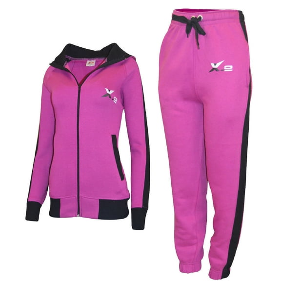 Women Athletic Full Zip Fleece Jogging Tracksuit Activewear Hooded Sweatsuit Top Purple L