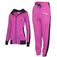 thumbnail image 1 of Women Athletic Full Zip Fleece Jogging Tracksuit Activewear Hooded Sweatsuit Top Purple XXL, 1 of 2