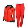 thumbnail image 1 of Women Athletic Full Zip Fleece Jogging Tracksuit Activewear Hooded Sweatsuit Top Red XL, 1 of 2