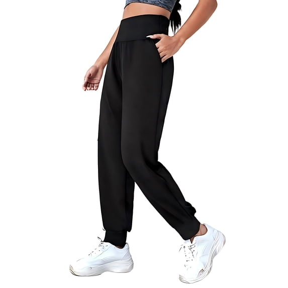 Women Athletic Pants Tapered Yoga Joggers With Pockets Elastic High Waisted Workout Casual Sweatpants