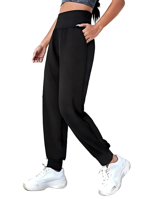 Women Athletic Pants Tapered Yoga Joggers With Pockets Elastic High Waisted Workout Casual Sweatpants