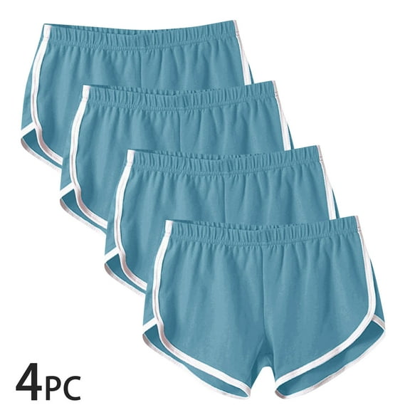 Women Athletic Shorts 4 Pack Dolphin Shorts High Rise Elastic Waist Casual Sports Tennis Running Summer Shorts Lounge Shorts Lightweight Gym Workout Shorts, Sky Blue (3X-Large)