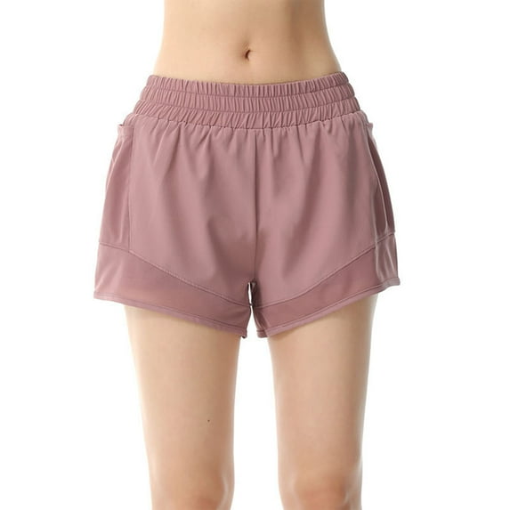 Women Athletic Shorts with Mesh Brathable Running Shorts with Pockets Lightweight Elastic Waist Biker Shorts