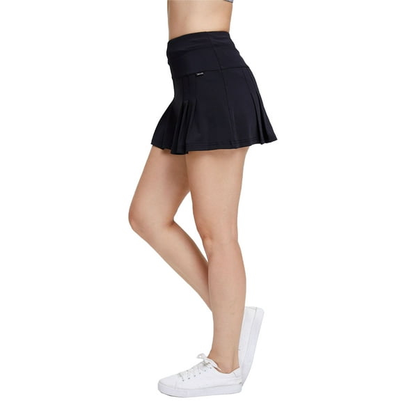 Women Athletic Skirt Quick Dry Running Golf Skort Pleated with Pockets, Black, Medium