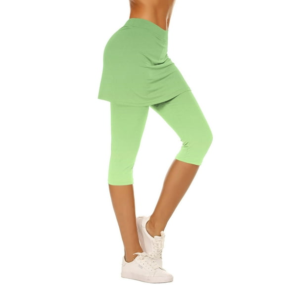 Women Athletic Skirted Leggings - Tennis/Golf Skorts with Built-in Cropped Pants, Yoga & Gym Capri Leggings (Moisture-Wicking & UPF 50 )