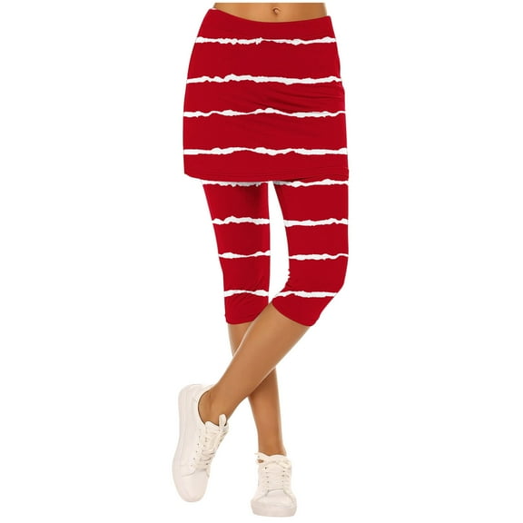 Women Athletic Skirted Leggings - Tennis/Golf Skorts with Built-in Cropped Pants, Yoga & Gym Capri Leggings (Moisture-Wicking & UPF 50 )