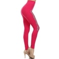 thumbnail image 1 of Women Athletic Strechy Leggings Tights Seamless Pants, ”PEACE", Hot Pink, 1 of 1