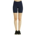 thumbnail image 1 of Women Athletic Workout Biker Yoga Running Jogging Legging Cotton Shorts Tights 15" Length, Navy 3X-Large, 1 Pack, 1 of 4