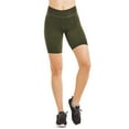 thumbnail image 1 of Women Athletic Workout Biker Yoga Running Jogging Legging Cotton Shorts Tights 15" Length, Olive Medium, 1 Pack, 1 of 3