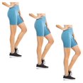 thumbnail image 1 of Women Athletic Workout Biker Yoga Running Jogging Legging Cotton Shorts Tights 15" Length, Sky Blue Medium, 3 Packs, 1 of 3
