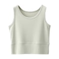 thumbnail image 1 of Women Athletic Yoga Tank Tops Summer Casual Crewneck Cropped Sleeveless Tshirts Workout Stretch Solid Color Slim Camisole, 1 of 6