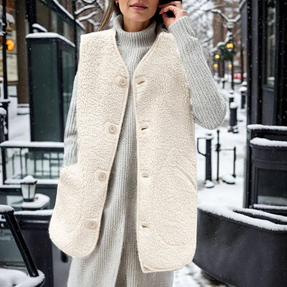 Women Attumn Winter Solid Composite Vest Jacket Sleeveless Pocket Two Ways Wear Outerwear Long Womens Coats Womens Sleeveless Long Vest Sleeveless Swallowtail Half Zip Vest Womens Fall Outfits Cute