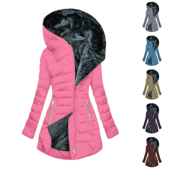 Women Attumn Winter Solid Composite Zipper Long Sleeve Jacket Pocket Outerwear Coat Canvas Vest Women Jacket Women Anorak Womens Puff Coat Thin Jacket for Women Jacket Hood Power down Womens Coat