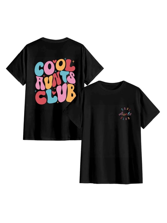 Women Aunt Shirt Cool Aunts Club T-Shirt Auntie Letter Print Shirt Cute Tee Tops