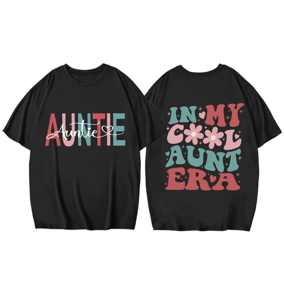 Women Auntie Shirts Oversize In My Aunts Era Print Letter Print Shirt Cute Tee Tops Funny Graphic T-Shirts Black M