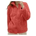thumbnail image 1 of Women Autumn And Winter Casual Solid Color Long Plush Polar Fleece Jacket Coat Warm Zipper Jacket With Pockets, 1 of 4