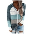 thumbnail image 1 of Women Autumn And Winter Fashion Solid Color Block Knitted Hooded Jacket, 1 of 5