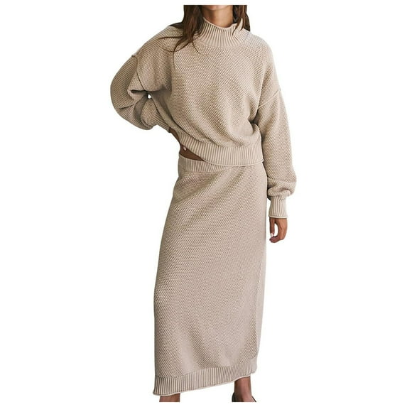 Women Autumn And Winter Suit Long Sleeve Small High Top Pencil Skirt 2 Piece Set