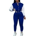 Women Autumn Baseball Suit Jumpsuit Dressy Two Piece Set Solid Rompers