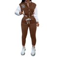 thumbnail image 1 of Women Autumn Baseball Suit Two Piece Set Letter Prints Baseball Tops Jacket Fall And Winter Sweatpants Jogger Set Sweatsuit Two Piece WearSet Brides Pants Women's plus Suits Ski Pants Woman Junior, 1 of 4