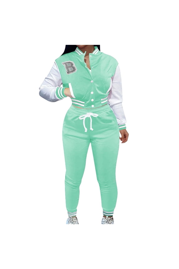 Women Autumn Baseball Suit Two Piece Set Letter Prints Baseball Tops Jacket Fall And Winter Sweatpants Jogger Set Sweatsuit Two Piece WearSet Brides Pants Women's plus Suits Ski Pants Woman Junior