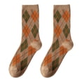 thumbnail image 1 of Women Autumn Ethnic Argyle Diamond Plaid Print Crew Socks Vintage College Preppy Style Student Cotton Mid-Calf Hosiery, 1 of 21