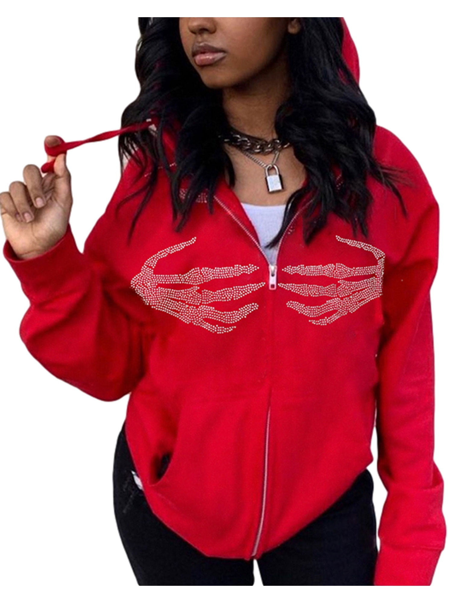 Black and red hoodie women's sales