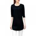 thumbnail image 1 of Women Autumn Round Collar Solid Color Slim Versatile Long Sleeve Blouse Casual Female T-Shirt Tops Black, 1 of 6