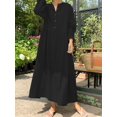 thumbnail image 1 of Women Autumn Round Neck Buttons Down Tunic Dress, 1 of 5