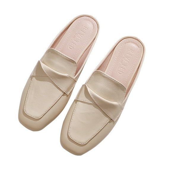 Women Autumn Solid Non-slip Mules with Closed Toe Slippers Fashion Slip-on Slippers