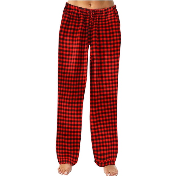 Women Autumn Spring Plaid Printed Pants Full Length Long Trousers Sports Pants
