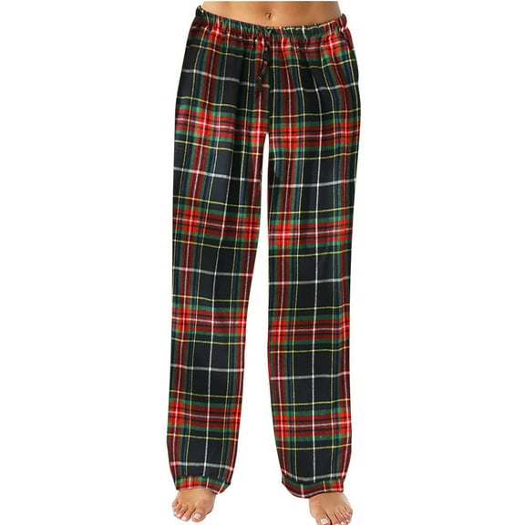 Women Autumn Spring Plaid Printed Pants Full Length Long Trousers Sports Pants