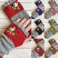 thumbnail image 1 of Women Autumn Winter Bird Embroidered Gloves Knit Fingerless Color Block Mitten, 1 of 8