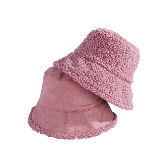 Women Autumn Winter Bucket Hat Warm Wool Windproof Fisherman Hat Double-Sided Wearable Cap