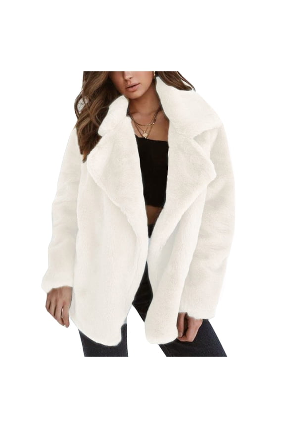 Women Autumn And Winter Cardigan Long-sleeved Lapel Double-faced Casual Solid Color Coat Full Zip Women Womens Anorak Jacket Cold Weather Jacket Womens Cardigan Jacket Woman Extra Warm Winter Jacket
