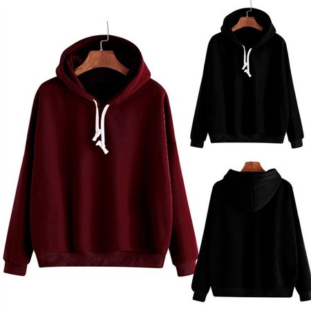 Women Autumn Winter Casual Solid Color Hoodies Ladies Long Sleeve Casual Hooded Loose Sweatshirts