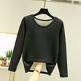 thumbnail image 1 of Women Autumn And Winter Casual Solid Color Long Sleeve Round Neck Multicolor Thickened Warm Top Thermal Underwear Thermal Top And Bottom for Men Pack Long Sleeve Thermal Shirt Womens Lined Shirt, 1 of 3