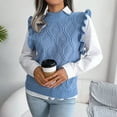 thumbnail image 1 of Women Autumn And Winter Casual Solid Color O Neck Knit Sweater Vest Knitted Sleeveless Checked Knitwear Tanks Print Vest Womens Sweaters Vest Sweater Vest Tunic Slouchy Sweater Small Top V Neck, 1 of 8