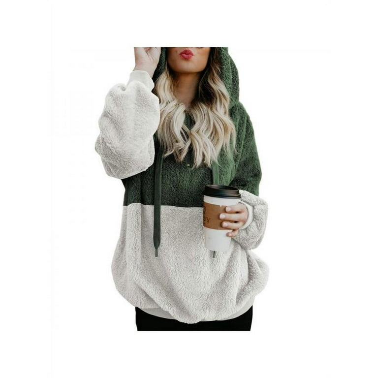 Plain long sleeve velvet clearance loose hoodie