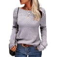 thumbnail image 1 of Women Autumn Winter Colorblock Pullover Sweaters Round Neck Striped Slim Fitting Knitwear Tops, 1 of 9