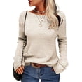 thumbnail image 1 of Women Autumn Winter Colorblock Pullover Sweaters Round Neck Striped Slim Fitting Knitwear Tops, 1 of 9