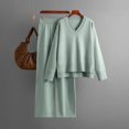 thumbnail image 1 of Women Autumn And Winter Fashion Temperament Loose Casual High Neck Top And Wide Leg Pants Knitted Sweater Two Piece Suit Wedding Pant Suits for Women Elegant Shower Suit Dressy Pants Suits Pant Coat, 1 of 5