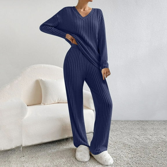 Women Autumn And Winter Fashion Temperament Loose Casual Wide Leg Pants Knitted Solid Color Sweater Two Piece Suit Set Casual Jumpsuit Ski Pants Bibs Pants with Cape Bride Jumpsuit Ski Suit Women