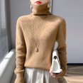 thumbnail image 1 of Women Autumn And Winter High Collar Knitted Sweater With Slim Fit Solid Color Bottoming Shirt Soft And Glutinous Pile Collar Sweater Sweater Knitted Sleeve Tops Semi Turtle Neck Top for Women Loose, 1 of 4