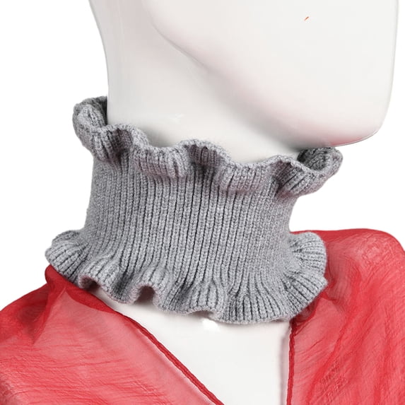 Women Autumn Winter Knitted Neck Scarf Dual Use Sheer Trim Hair Band Solid Color High Elastic Scarf Headgear