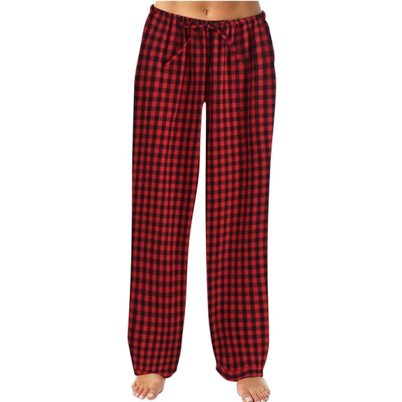 Women Autumn Winter Plaid Printed Pants Full Length Long Trousers Sports Pants