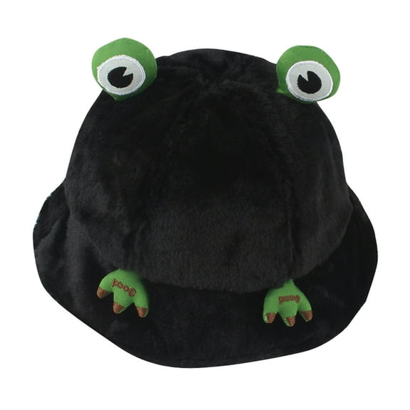 Women Autumn Winter Plush Fisherman Hat Cartoon Frog Warm Flannel Basin Hat Thickened Hat