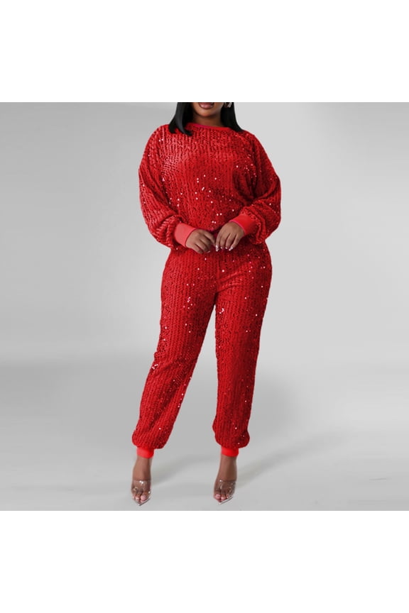 Women Autumn And Winter Sequins Small Fragrance Leisure Sports Long Sweater Pencil Pants Respirator Two Piece Suit Graduation Outfit for Women Womens Pant Suit plus Size Ladies Suit Womens Wedding