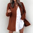 thumbnail image 1 of Women Autumn And Winter Solid Color Temperament Warm Slim Long Sleeve Pocket Woolen Coat Winter Jackets Women Long Wool Coat Womens Business Elegant Womens Coats Long Straight Coat Solid Coat Women, 1 of 6